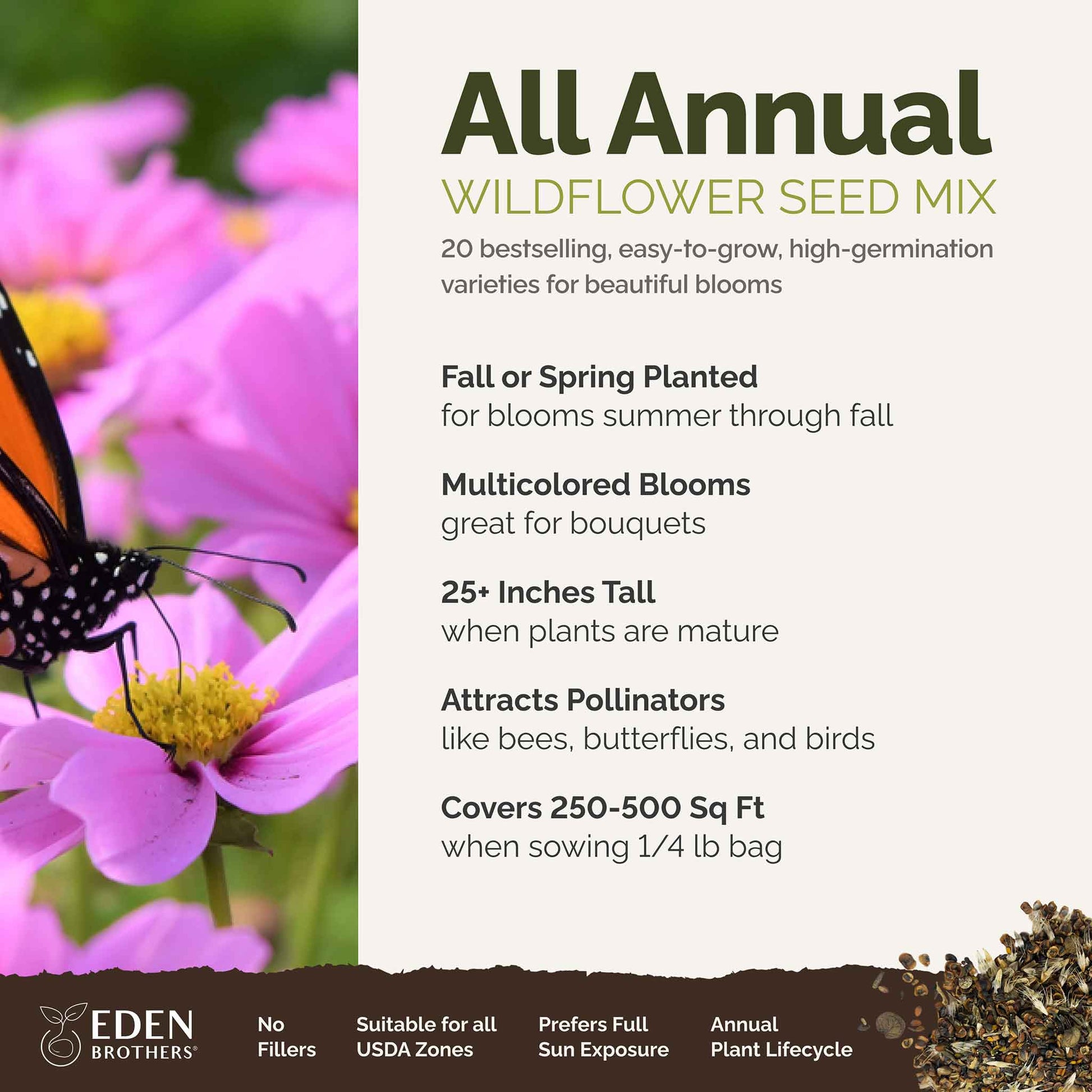 eden brothers midwest wildflower seed mix Bulk All Annual Wildflower Seed Mix