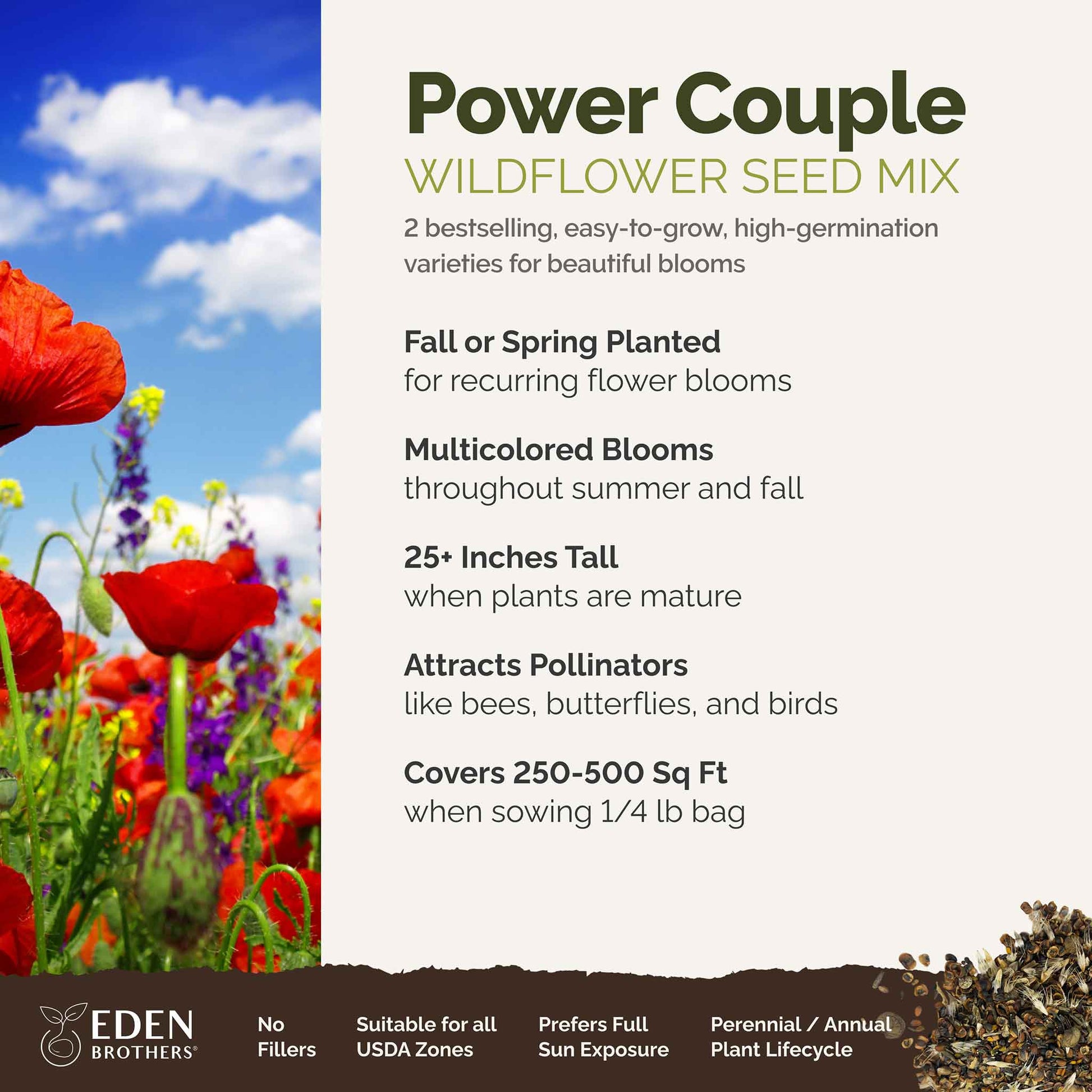 elegiac couplet flower seeds Bulk Power Couple - Poppy & Delphinium Flower Seed Mix